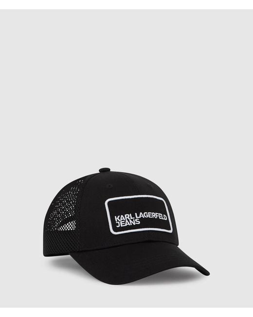 KL Jeans Black Logo Patch Trucker Cap for men