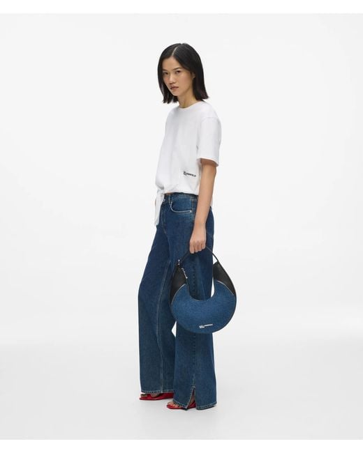 KL Jeans Blue Rebel Denim And Faux-Leather Hobo Bag