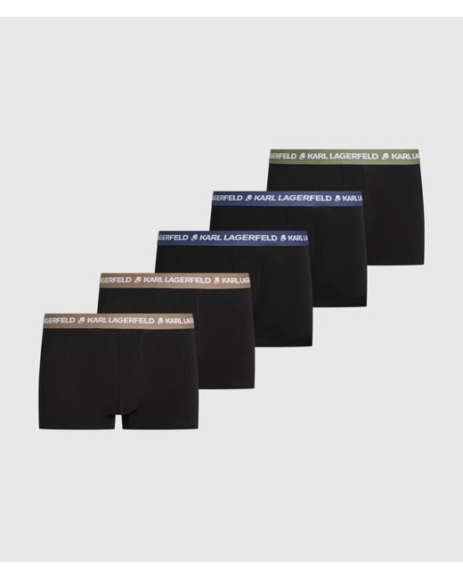 Karl Lagerfeld Black Contrast Waistband Trunks – 5-Pack for men