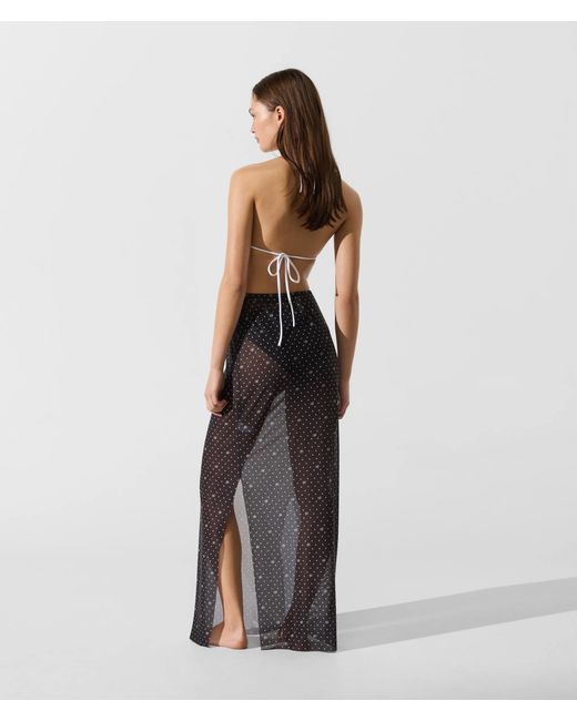 Karl Lagerfeld Gray Polka Dot Mesh Pareo