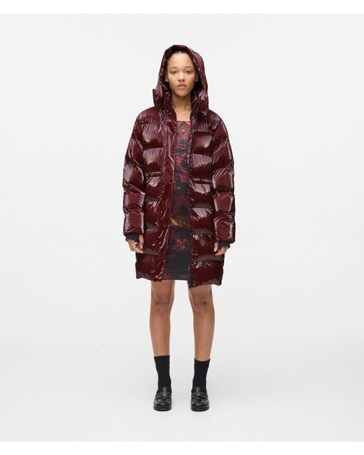 KL Jeans Red Long Pearlised Puffer Jacket