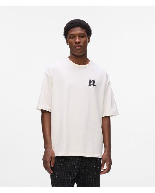 Karl Lagerfeld White Graphic Monogram T-Shirt for men