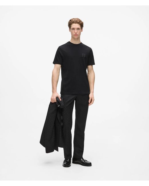 Karl Lagerfeld Black Monogram Wool-Blend T-Shirt for men