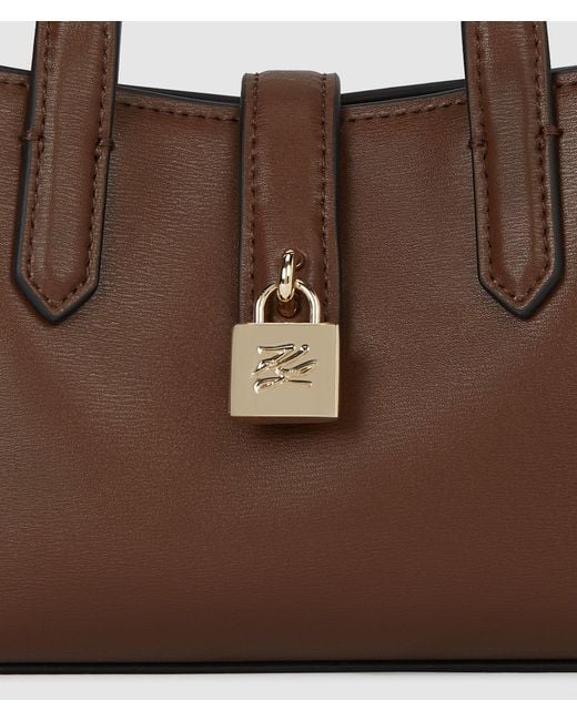 Karl Lagerfeld Brown K/Autograph Padlock Mini Shoulder Bag