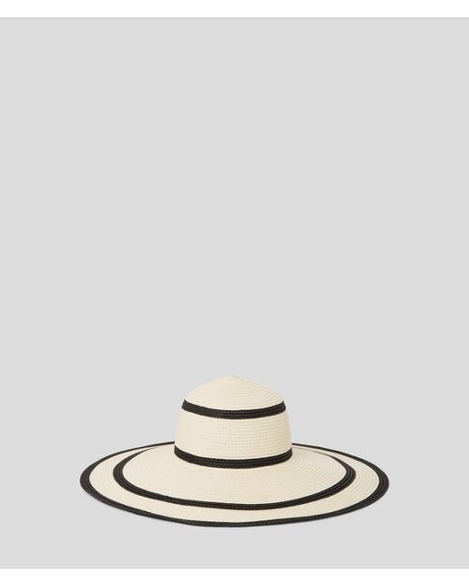 Karl Lagerfeld White K/signature Striped Summer Hat