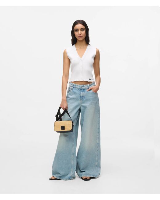 KL Jeans White Button-Down Knit Top