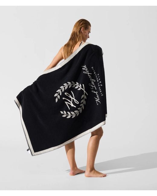 Karl Lagerfeld Black Crest Beach Towel