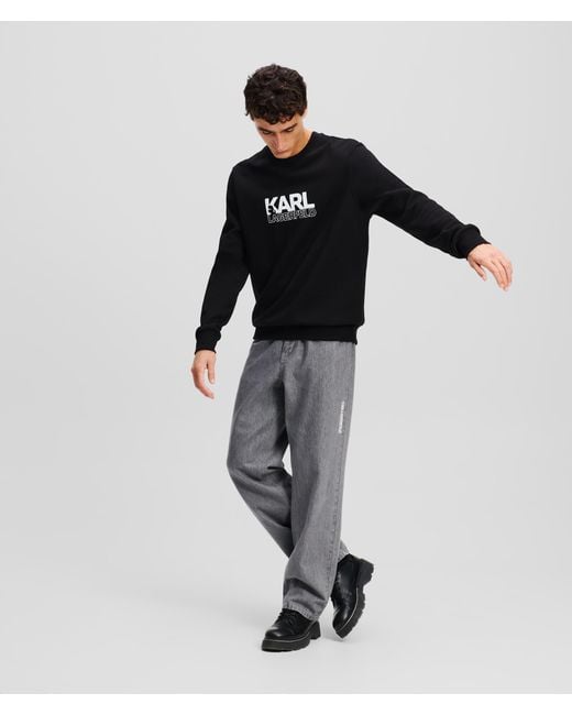 Karl Lagerfeld Black Stacked Logo Sweatshirt for men