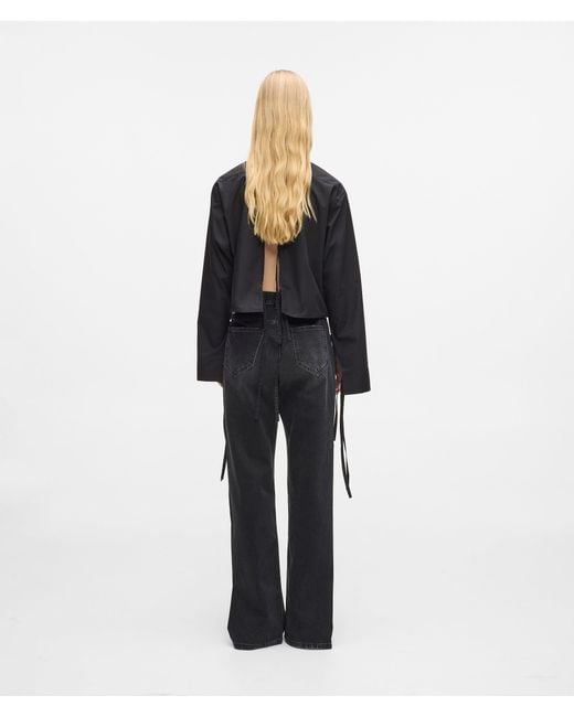 KL Jeans Blue Split-Leg High-Rise Straight Jeans