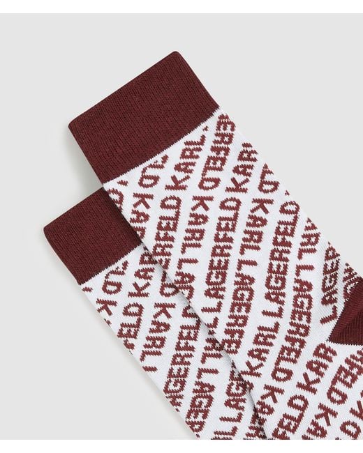 Karl Lagerfeld Purple All-Over Logo Socks – 3-Pack, Multicoloured