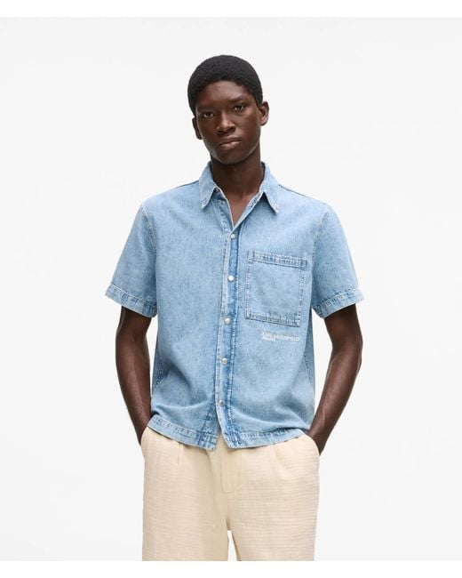KL Jeans Blue Short-Sleeved Denim Shirt for men