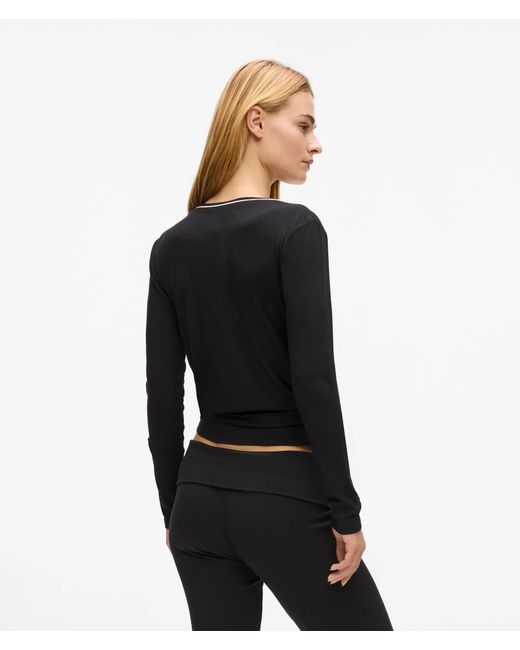 Karl Lagerfeld Black Signature Loungewear Wrap Top