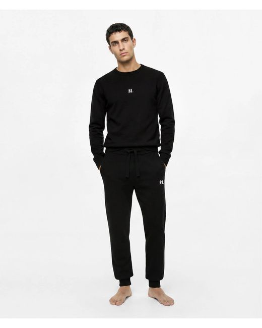 Karl Lagerfeld Black Monogram Cashmere Blend Loungewear Sweater for men
