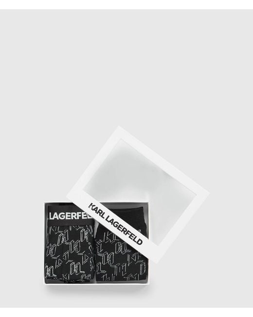 Karl Lagerfeld Black Monogram Trunks And Socks Gift Set for men
