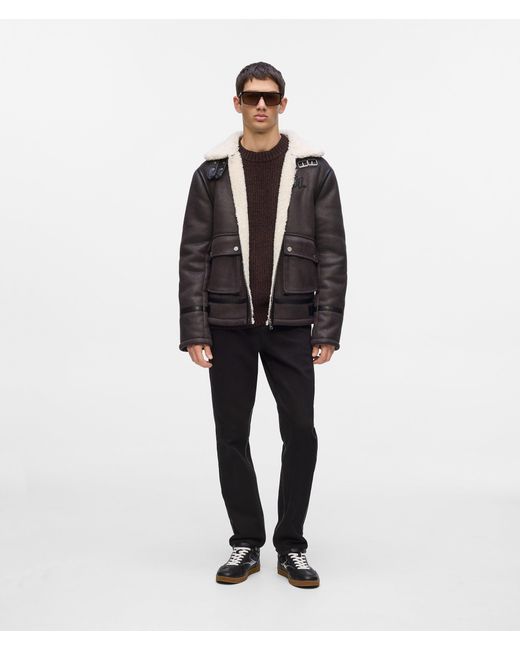 Karl Lagerfeld Black Monogram Faux-Shearling Jacket for men