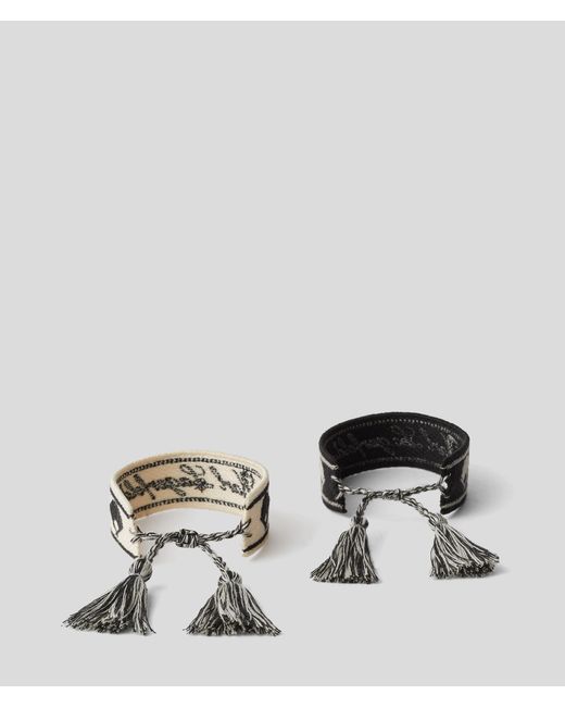 Karl Lagerfeld Metallic Hotel Karl Woven Bracelet – 2 Pack