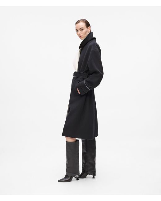 Karl Lagerfeld Black Classic Wool Coat