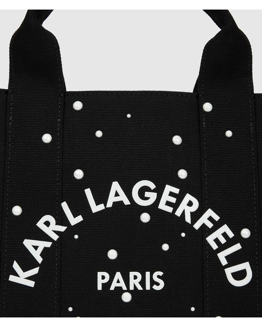 Karl Lagerfeld Black Exclusive Rue St-Guillaume Faux-Pearls Medium Tote Bag