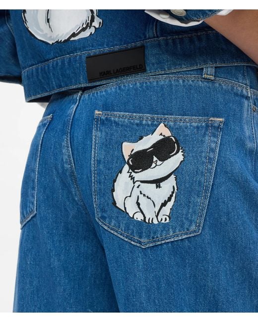 Karl Lagerfeld Blue Ikon Wide-Leg Jeans