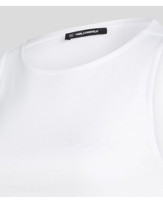 Haut Froncé À Col Bateau Karl Signature Karl Lagerfeld en coloris White