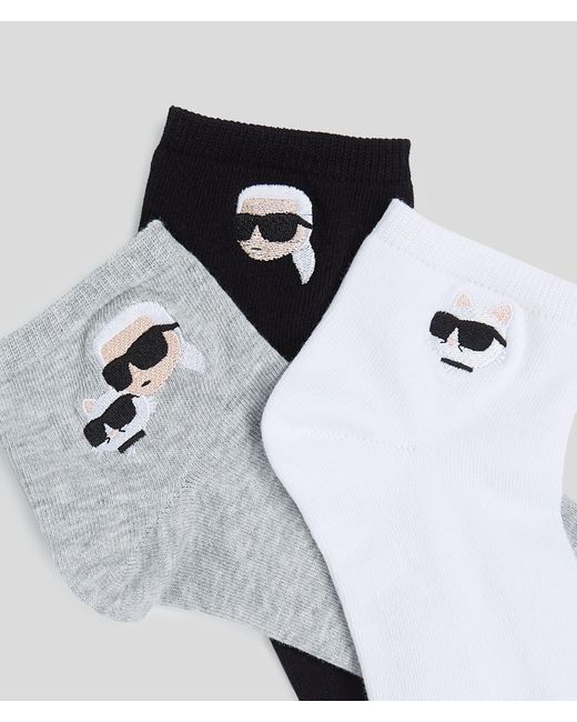 Karl Lagerfeld White Ikon Short Socks – 3-Pack, Multicoloured for men