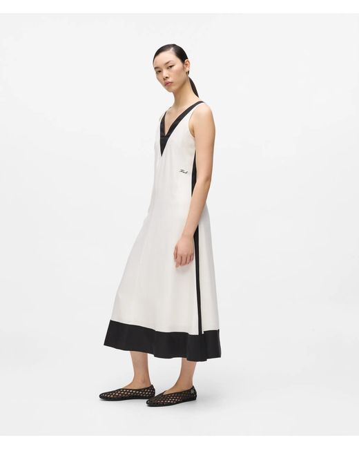 Karl Lagerfeld White Monochrome Linen Blend Dress