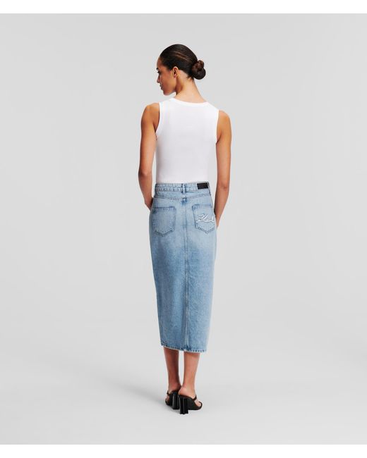 Karl Lagerfeld Blue Denim Maxi Skirt