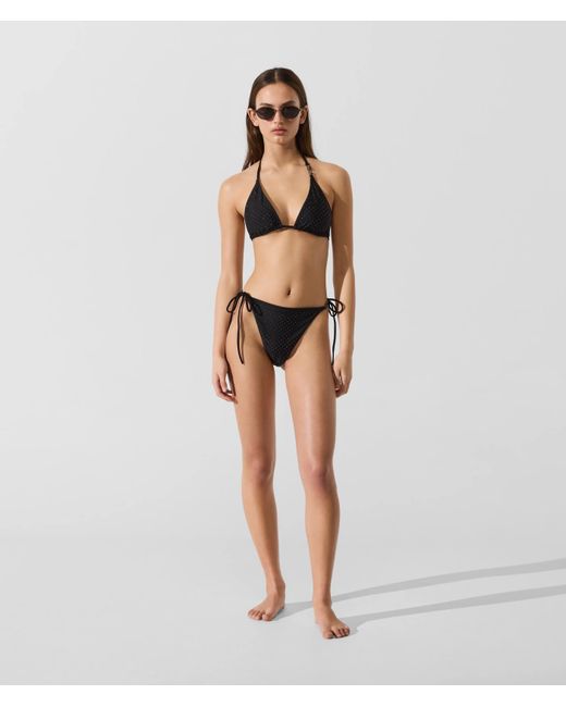 Karl Lagerfeld Black Rhinestone Cheeky Bikini Bottoms