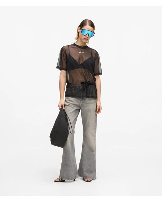 KL Jeans Black Mesh Tie Detail T-Shirt