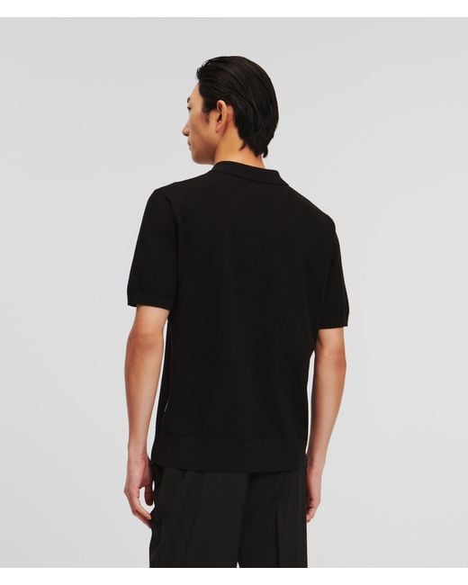 Karl Lagerfeld Black Color Block Short-sleeved Polo Shirt for men