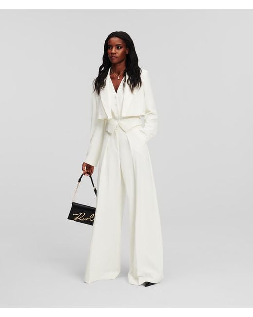Karl Lagerfeld White Tailored Wide-leg Trousers Handpicked By Hun Kim