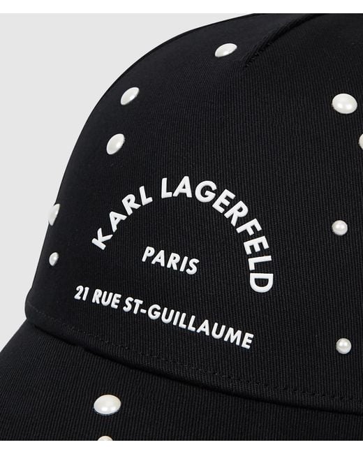 Karl Lagerfeld Black Rue St-Guillaume Faux-Pearls Cap