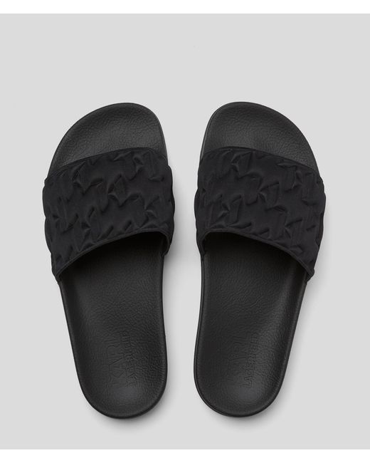 Karl Lagerfeld Black Kl Monogram Padded Sandals