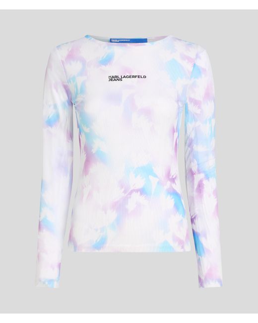 Karl Lagerfeld White Floral-print Mesh T-shirt