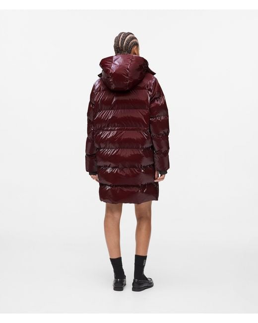 KL Jeans Red Long Pearlised Puffer Jacket