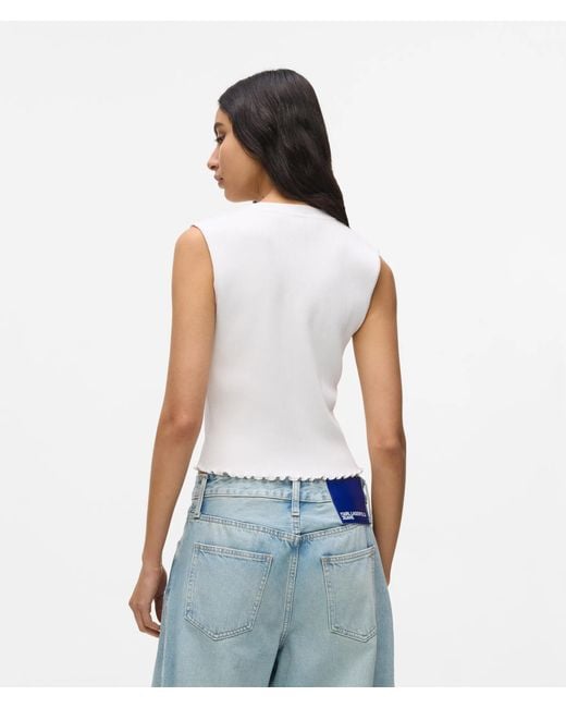 KL Jeans White Button-Down Knit Top