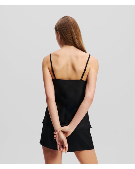 Karl Lagerfeld Black Pyjama-Set Aus Satin Mit Logo, Damen, Größe