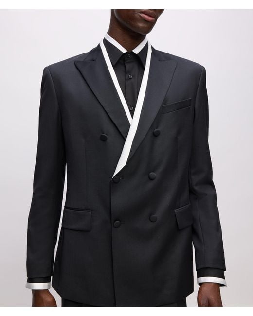 Karl Lagerfeld Blue Kl Studio Contrast Piping Blazer for men