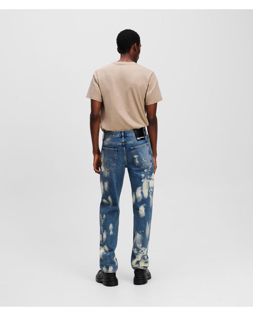 Karl Lagerfeld Blue Bleached Straight Jeans for men