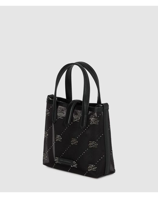 Karl Lagerfeld Black K/Autograph Padlock Rhinestone Tote Bag