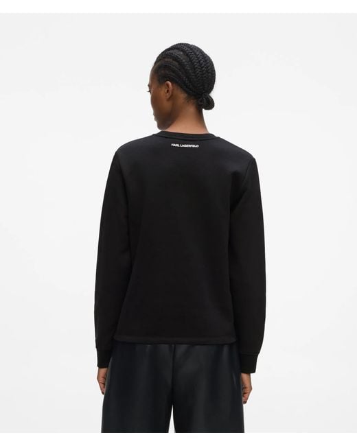 Karl Lagerfeld Black Signature Faux-Pearl Hem Sweatshirt