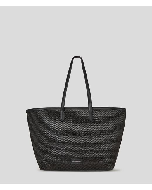 Karl Lagerfeld Black K/essential Raffia Tote Bag