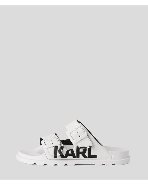 Karl Lagerfeld White Kondo Tred 2-strap Sandals