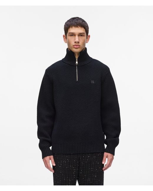 Karl Lagerfeld Blue Half-Zip Turtleneck Sweater for men