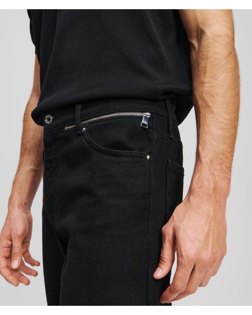 Karl Lagerfeld Blue Zip-Detail Tapered Jeans for men