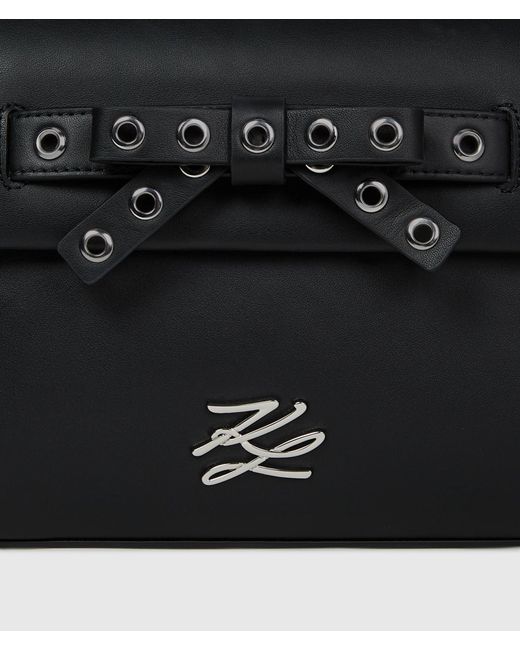 Karl Lagerfeld Black K/Autograph Small Bow Top Handle Bag