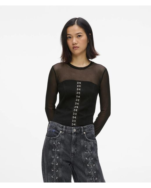 KL Jeans Black Mesh Corset Top