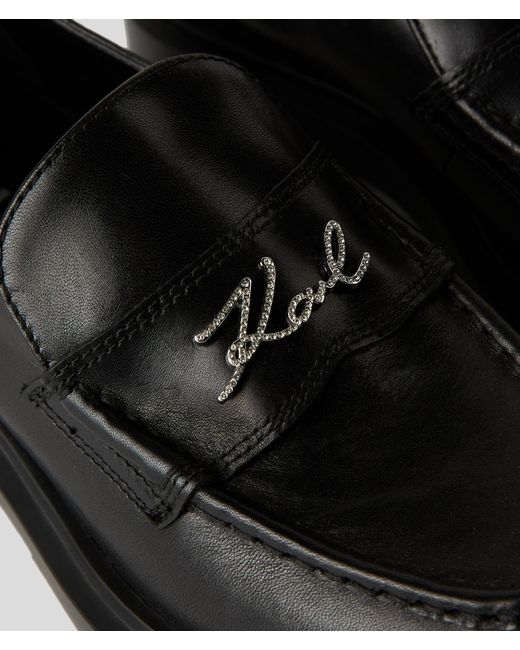 Karl Lagerfeld Black Macie Signia Rhinestone Loafers