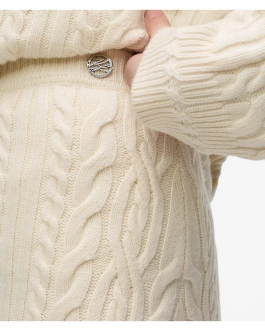 Karl Lagerfeld Natural Wool-Blend Cable Knit Skirt