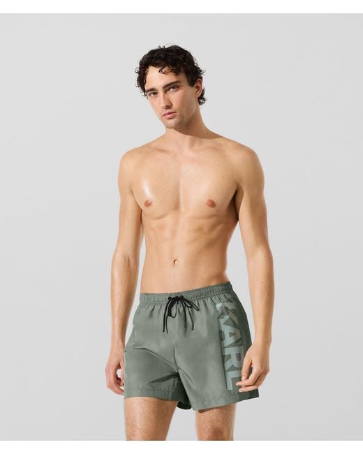 KARL LAGERFELD Men's Green Logo Short Boardshorts